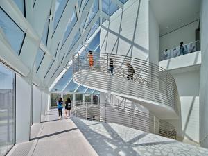 circular stairs next to a Palladiana installation.