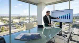 Mortgage professional presenting 2026 homebuyer strategy chart in a modern office conference room.