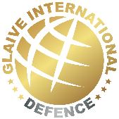 Gloden globe with the wording "Glaive internatinal Defence , wrapped around it