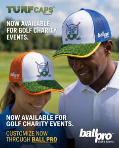 NEW! CUSTOM TURF CAPS - IDEAL FOR CHARITY GOLF EVENTS FROM BALLPRO