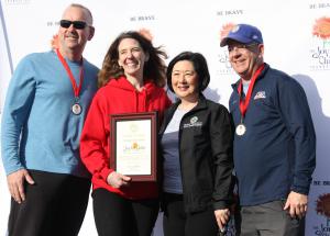 Supervisor Lisa Bartlett, Aliso Viejo Council Members Dave Harrington and Bill Phillips with Founder, Erin Runnion