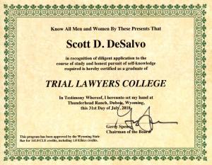 Trial Lawyer's College Graduate Scott DeSalvo