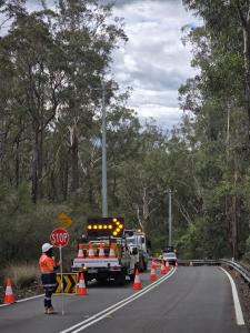 Black Label Traffic traffic controllers managing vehicles during live civil road works in Sydney