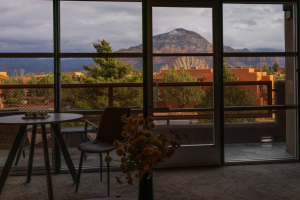 Golden hour from your private loft balcony — panoramic red rock views and Sedona’s legendary skies just beyond your door.
