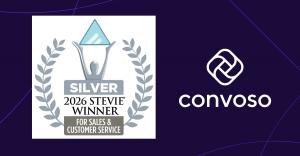 Convoso 2026 Silver Stevie® Award Badge for Front-Line Customer Service