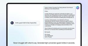 AI writing a podcast guest invitation email prompt example.