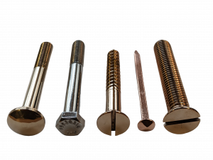 Various fasteners in bronze, stainless, and copper alloys