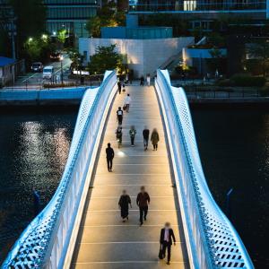 Reimei Kobashi pedestrian bridge in Tokyo at night