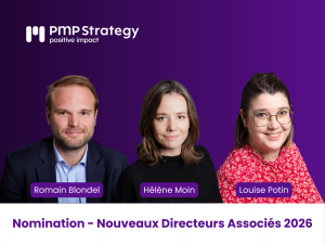 Nouveaux Directeurs Associés PMP Strategy: Romain Blondel, Hélène Moin et Louise Potin
