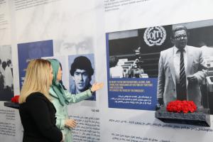 Ashraf-3, Albania, January 29, 2020 - Mrs. Monika Kryemadhi, Chairwoman of the Socialist Movement for Integration Party, and Mrs. Maryam Rajavi, the President-elect of the NCRI, visiting the Museum of 120 Years of Struggle for Freedom in Iran