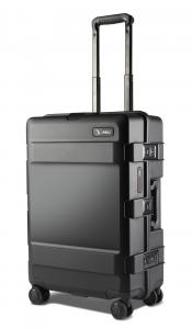 Black Peli ATX 25 Travel Case with telescopic handle and four wheels, shown at an angle on a white background.