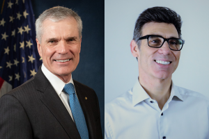 Side-by-side headshots of the 2026 CGA Conference & Expo keynote speakers. On the left, Patrick Warren, Director of Investigations at the National Transportation Safety Board (NTSB), wearing a dark suit and blue tie with a U.S. flag in the background. On 