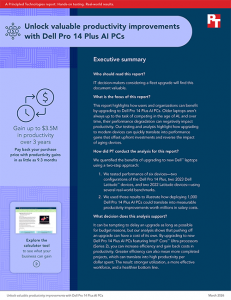 First page of a report titled: Unlock valuable productivity improvements with Dell Pro 14 Plus AI PCs