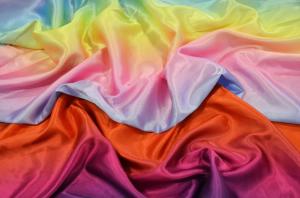 Multi Color Rainbow Satin Fabric