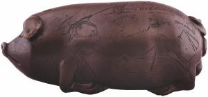 Anna Pottery pig featuring incised, highly-detailed political content – cartoons and text – pertaining to Horace Greeley, who was defeated by US Grant in the 1872 presidential election. Estimate: $10,000-$20,000