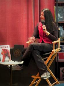 This image shows Nihaarika Negi at a book event for the release of Hunger where she spoke about the title at Powerhouse