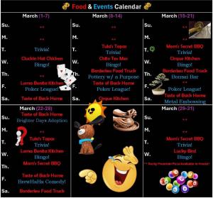 March Events and Food Truck Calendar 2026