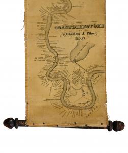 Mississippi River map by Charles J. Pike, titled Coast Directory (Algiers to St. John Parish), a lithograph ribbon map on paper. Estimate: $5,000-$8,000