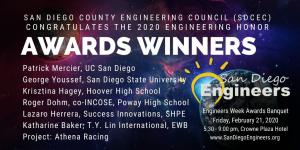 The distinguished winners of the 2020 San Diego County Engineering Council Awards