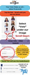 Infographic showing step‑by‑step instructions for voting for Hair We Share in the Fan Favorite category
