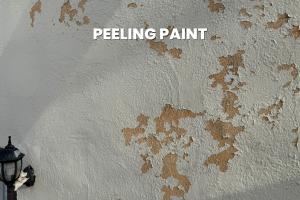 Peeling paint over stucco