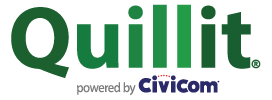 Quillit logo with powered by Civicom