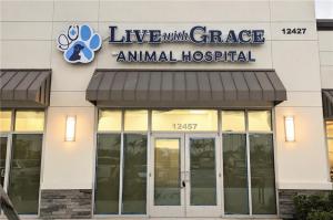 Live with Grace Animal Hospital Building exterior and front door