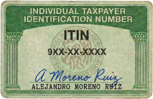 U.S. Individual Taxpayer Identification Number ITIN card issued by IRS required for non-U.S. entrepreneurs to open bank accounts and form LLCs