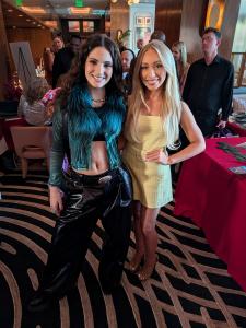 Matilde G and Brooklyn Dylan (Movie Reviews and More featured artists) at "A Toast to Hollywood" gifting lounge, Beverly Hills, March 12, 2026. © moviereviewsandmore