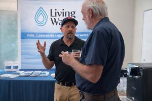 Steve Stiles, local water filtration expert and owner of RO Living Water, discusses the safety and health benefits of bottleless reverse osmosis systems during a North Bay networking event.