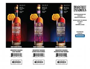 The Broadstreet Infamous bourbon lineup. Store owners, buyers, and beverage directors can contact Savannah Distributing Co. at 678-380-1212 to add these premium spirits to their shelves.