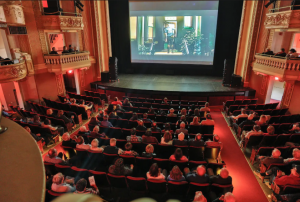 Image shows a full theatre at a Screening at the Julien Dubuque International Film Festival. Credit Digital Dubuque