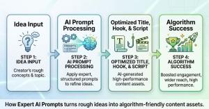 Infographic showing workflow of AI video script generation.