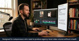 Content creator using AI prompts to edit and optimize YouTube video descriptions.