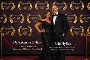 Eric and Sakeisha Hylick Standing on a Red Carpet New York Film Awards