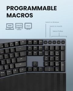 PERIBOARD-535II, Ergonomic Low Profile Mechanical Keyboard Macros