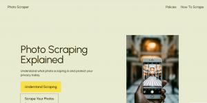 Screenshot photoscraper.com web page