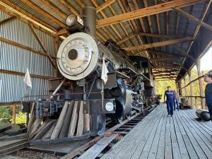 This historic steam locomotive on display at the Southern Forest Heritage Museum in Long Leaf, Louisiana, offers visitors an up-close look at the engines that once powered the region’s thriving timber and rail industry. The preserved locomotive is part of