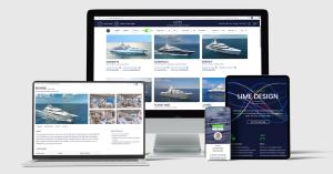 Multi-device mockup of LIME Yacht Brokerage digital marketing suite, featuring custom yacht listing websites, superyacht charter marketing, and the LIME Design in-house agency for luxury yacht sales.