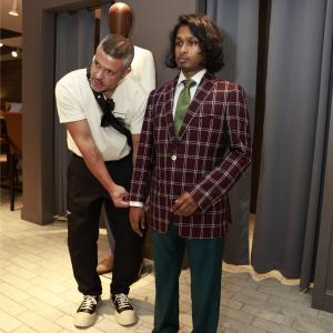 Ashwin Gane in Hive & Colony bespoke suit at the Rainbow Room during New York Fashion Week 2025.