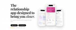 Connected couples app interface showing daily questions, mood check-ins, and relationship insights designed to improve communication and strengthen relationships