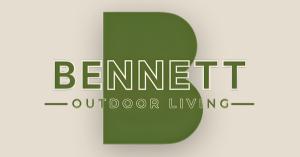 The official logo for Bennett Outdoor Living with a green stylized capital B and company name on a cream background