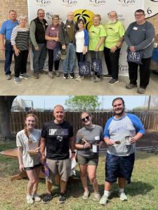 Volunteer groups serving at Sunny Glen Children's Home in San Benito, Texas. Top: The Sojourners, a group of retired Church of Christ members, during their annual January service visit. Bottom: Yellow House college students from Stephen F. Austin Universi