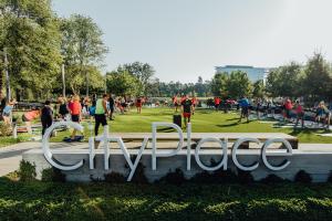 City Place's waterfront plaza is also used for group fitness events and activations