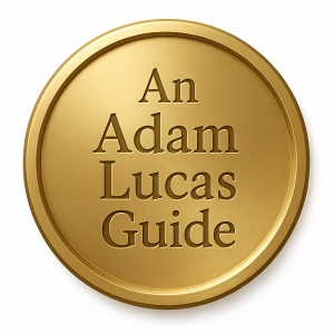 Gold seal with words "An Adam Lucas Guide"