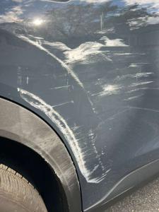 Before and after car scratch repair in Springdale, Stamford CT 06907.