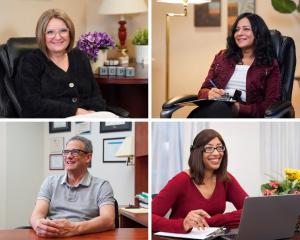 A collage of 4 therapists from Cornerstone Family Counselling Services team