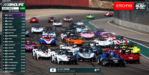 Cars racing on a grid lining up