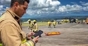 Hawaii fire fighter uses Pulsara on a mobile device as a part of a mass casualty incident drill.