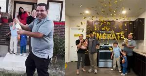 Business owner family celebrating new construction home purchase in San Antonio from closing moment to inside their new home